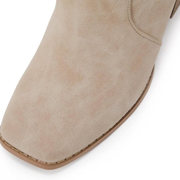 Women's Faux Leather Ankle Boots 6.5 Chunky Heel Slip On Zipper Casual - Picture 5 of 5